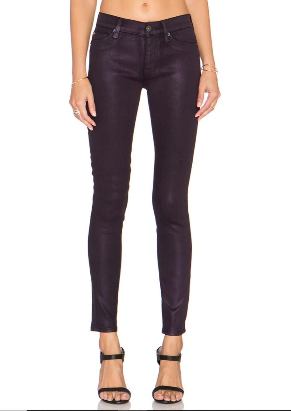 Hudson Nico Mid-Rise Super Skinny Jeans in GOLO Metallic Purple Haze size 31